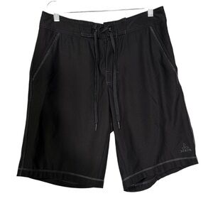Prana Stretch Drawstring Board Shorts Bathing Suit Black Drawstring Size 30